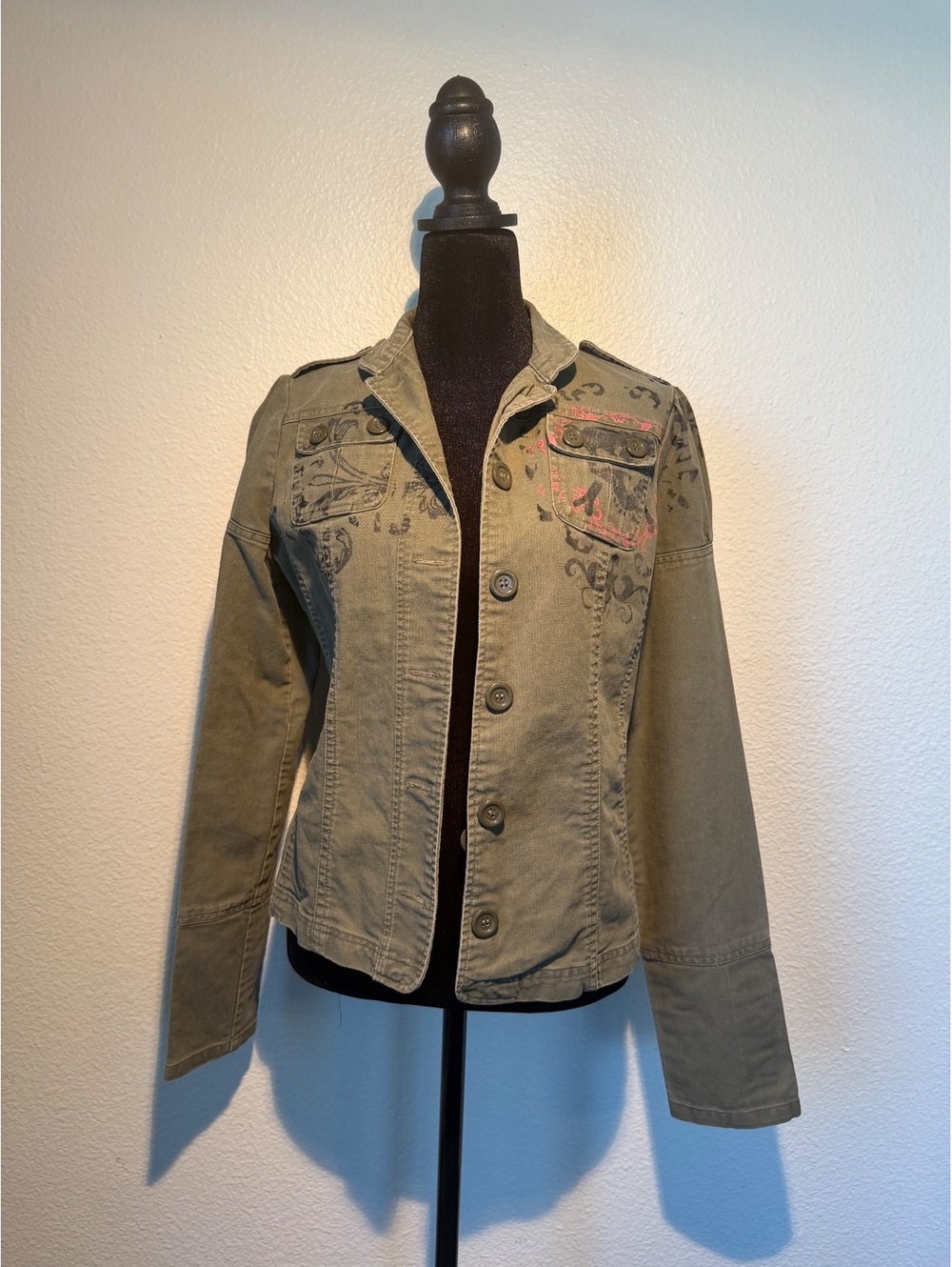 Authentic Y2K Morbid Threads Goth Military Jacket Hot Topic